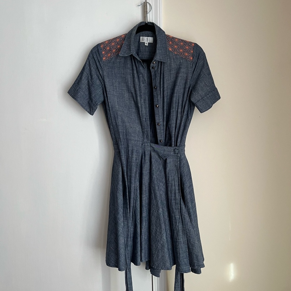 Henui Denim Wrap-around dress